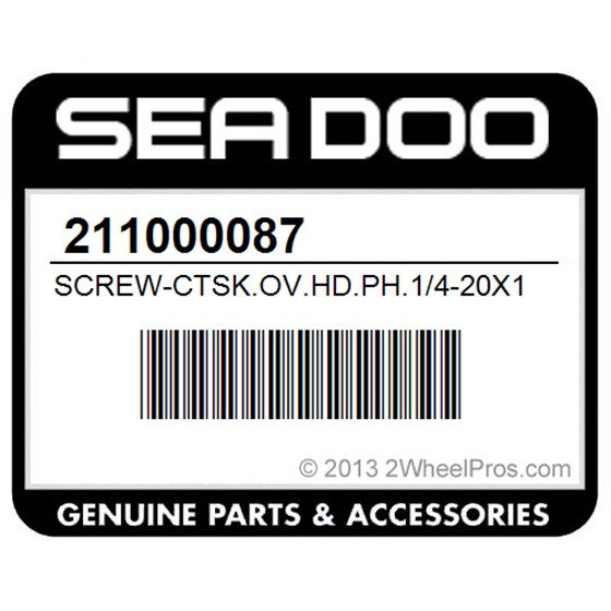 Sea-Doo 211000087 Screw-Ctsk.Ov.Hd.Ph.1/4-20X1