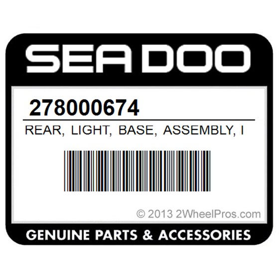 Sea-Doo 278000674 Rear, Light, Base, Assembly, Includes, 39, 49, 50, 52