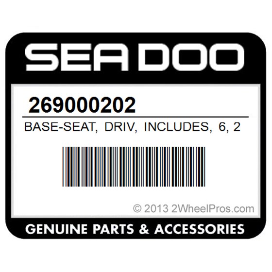 Sea-Doo 269000202 Base-Seat, Driv, Includes, 6, 25, And, 26