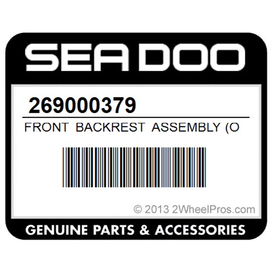 Sea-Doo 269000379 Front Backrest Assembly (Ocean Reef) Includes 1 To 3