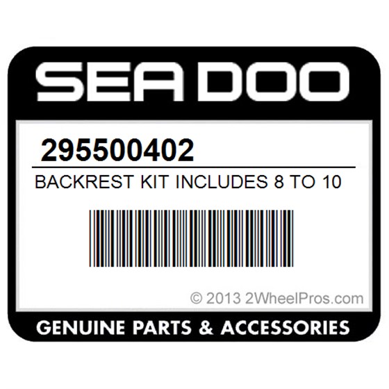 Sea-Doo 295500402 Backrest Kit Includes 8 To 10