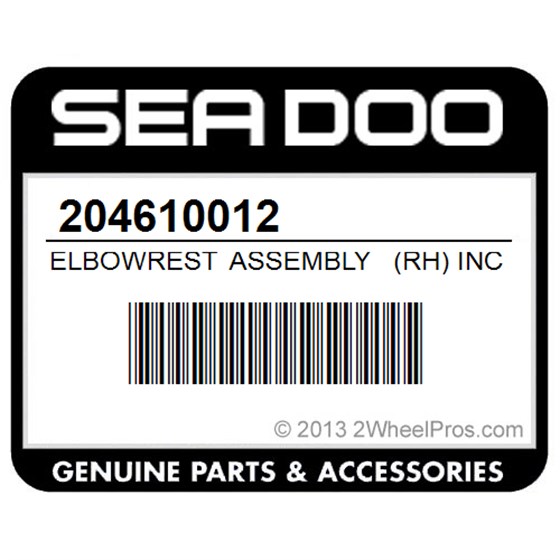 Sea-Doo 204610012 Elbowrest Assembly  (Rh) Includes 34 - 36