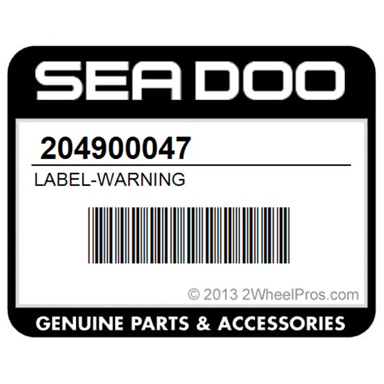 Sea-Doo 204900047 Label-Warning