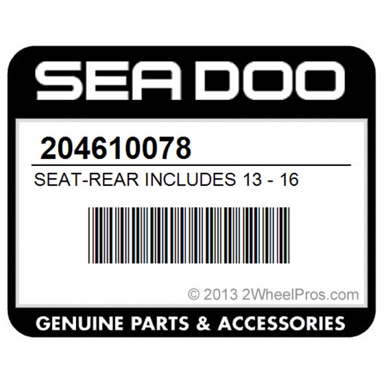 Sea-Doo 204610078 Seat-Rear Includes 13 - 16