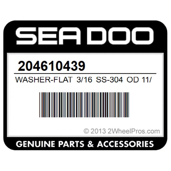 Sea-Doo 204610439 Washer-Flat 3/16 Ss-304 Od 11/16