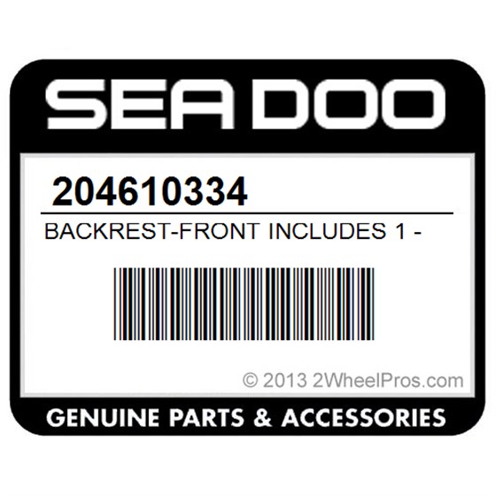 Sea-Doo 204610334 Backrest-Front Includes 1 - 2