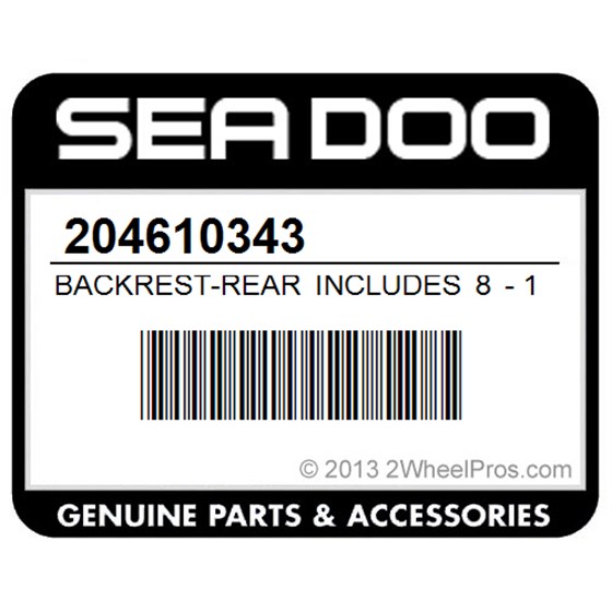 Sea-Doo 204610343 Backrest-Rear Includes 8 - 11