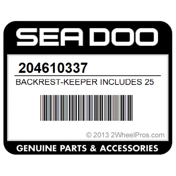 Sea-Doo 204610337 Backrest-Keeper Includes 25 - 26