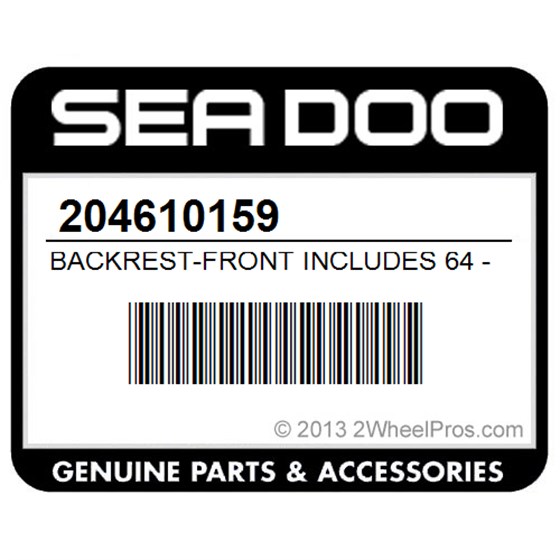 Sea-Doo 204610159 Backrest-Front Includes 64 - 68