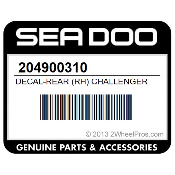 Sea-Doo 204900310 Decal-Rear (Rh) Challenger 1800 5675