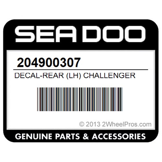 Sea-Doo 204900307 Decal-Rear (Lh) Challenger 1800 5675