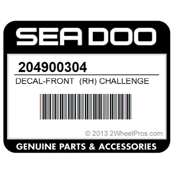 Sea-Doo 204900304 Decal-Front (Rh) Challenger 1800 5675