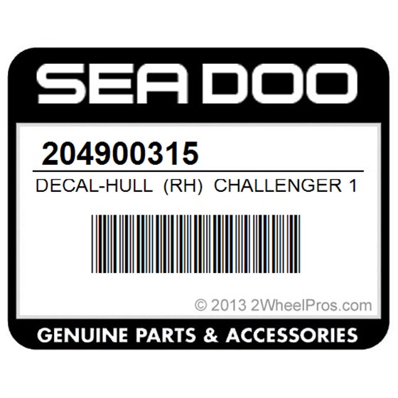 Sea-Doo 204900315 Decal-Hull (Rh) Challenger 1800 5675