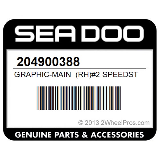 Sea-Doo 204900388 Graphic-Main (Rh)#2 Speedster Sk (Yellow) 5681