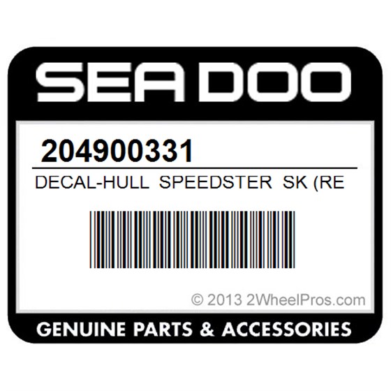 Sea-Doo 204900331 Decal-Hull Speedster Sk (Red) 5677