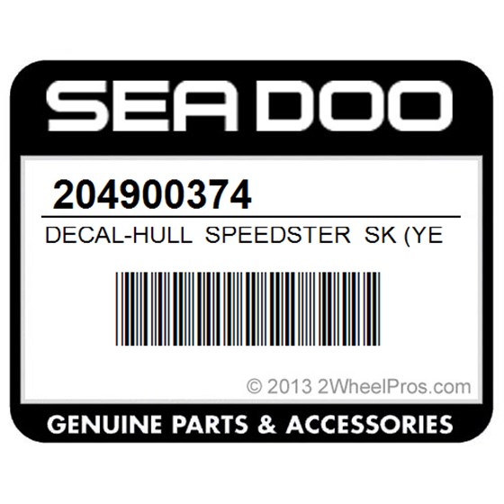 Sea-Doo 204900374 Decal-Hull Speedster Sk (Yellow) 5681