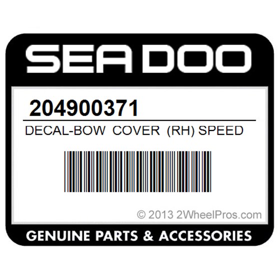 Sea-Doo 204900371 Decal-Bow Cover (Rh) Speedster Sk (Red) 5677