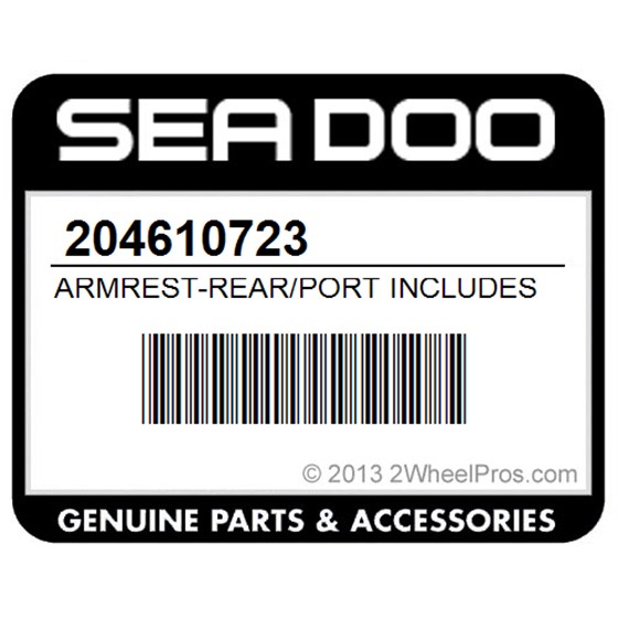 Sea-Doo 204610723 Armrest-Rear/Port Includes 71 - 72