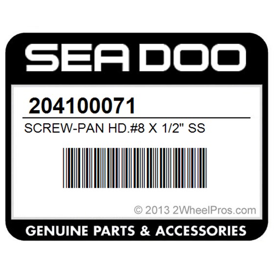 Sea-Doo 204100071 Screw-Pan Hd.#8 X 1/2" Ss