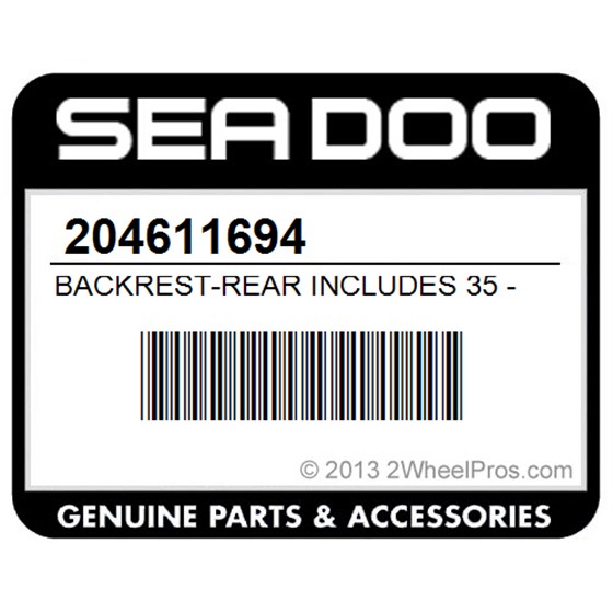 Sea-Doo 204611694 Backrest-Rear Includes 35 - 41