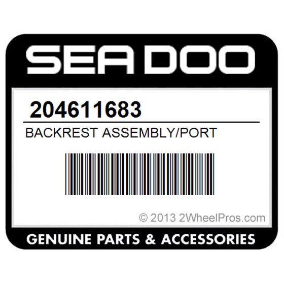 Sea-Doo 204611683 Backrest Assembly/Port