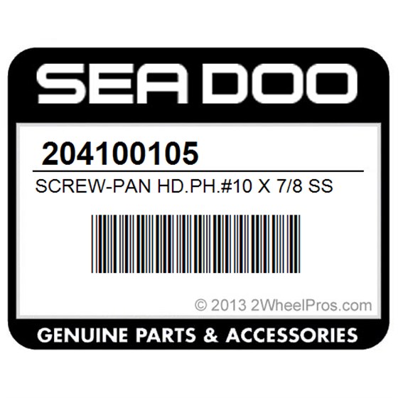 Sea-Doo 204100105 Screw-Pan Hd.Ph.#10 X 7/8 Ss