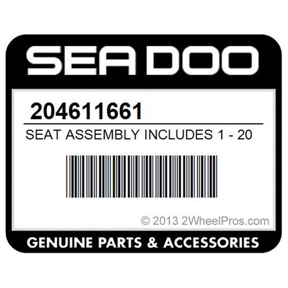 Sea-Doo 204611661 Seat Assembly Includes 1 - 20