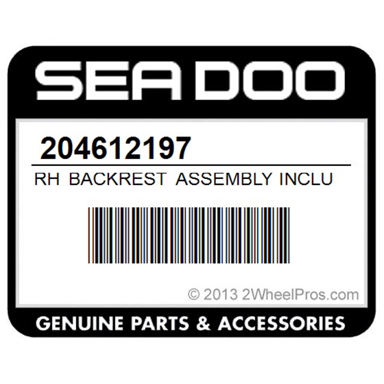 Sea-Doo 204612197 Rh Backrest Assembly Includes 23 - 24