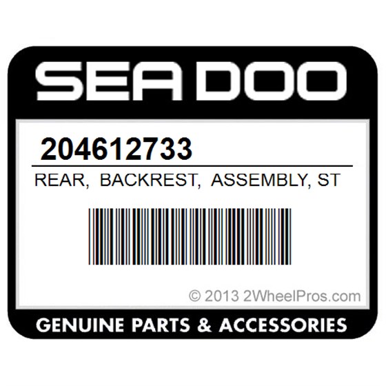 Sea-Doo 204612733 Rear, Backrest, Assembly, Starboard