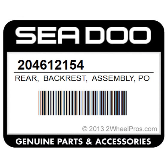 Sea-Doo 204612154 Rear, Backrest, Assembly, Port, Side