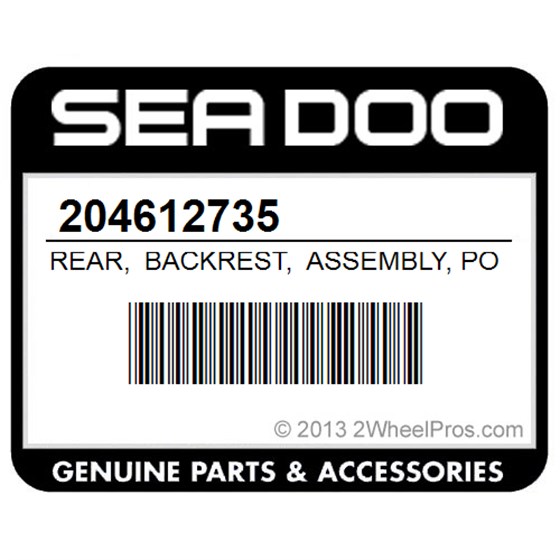 Sea-Doo 204612735 Rear, Backrest, Assembly, Port, Side
