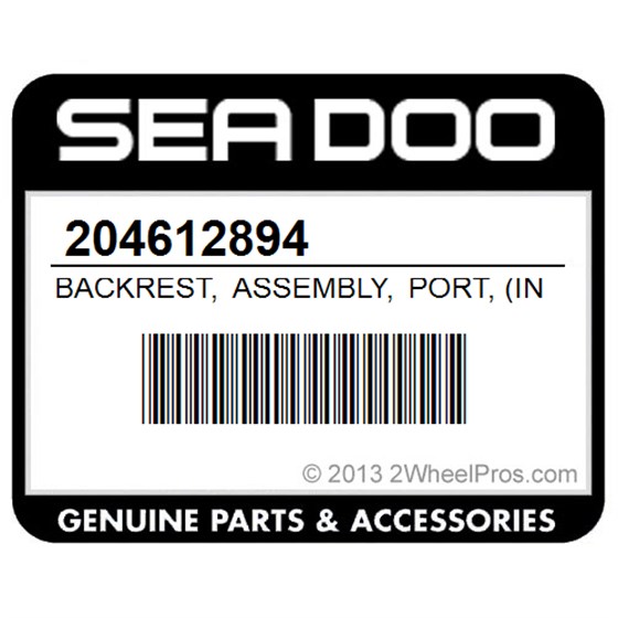 Sea-Doo 204612894 Backrest, Assembly, Port, (Includes, 24, To, 25, )