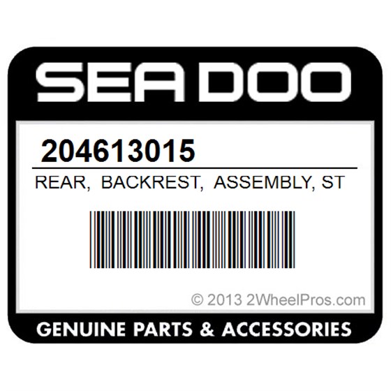 Sea-Doo 204613015 Rear, Backrest, Assembly, Starboard, (Includes, 20, To, 21, Blue, )