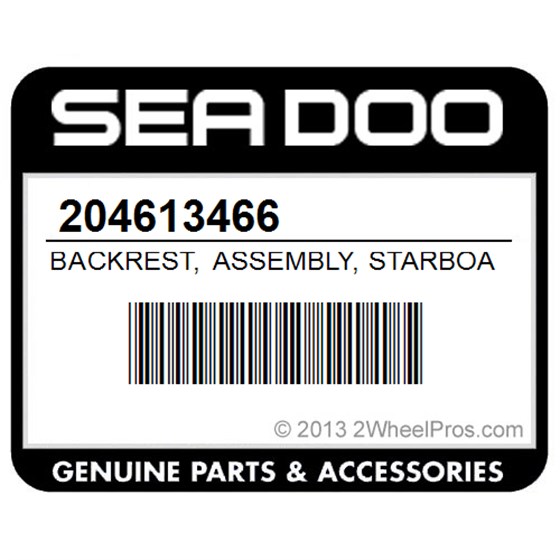 Sea-Doo 204613466 Backrest, Assembly, Starboard, (Blue), (Blue, )