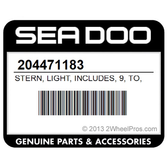 Sea-Doo 204471183 Stern, Light, Includes, 9, To, 10, Se, With, Tower