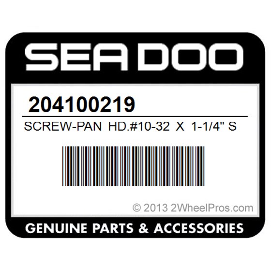 Sea-Doo 204100219 Screw-Pan Hd.#10-32 X 1-1/4" Ss