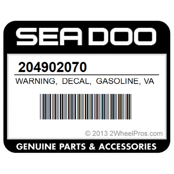 Sea-Doo 204902070 Warning, Decal, Gasoline, Vapor
