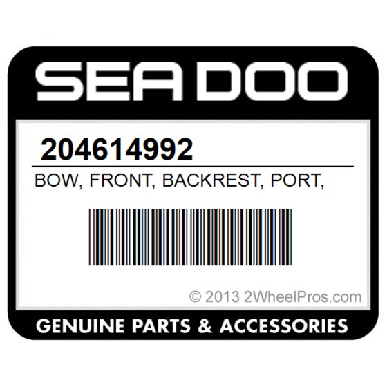 Sea-Doo 204614992 Bow, Front, Backrest, Port, Side