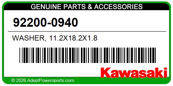 Kawasaki 92200-0940 Washer, 11.2X18.2X1.8