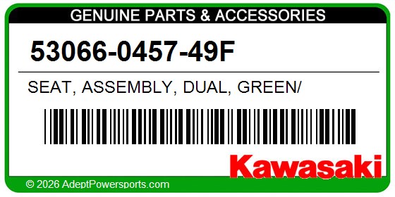 Kawasaki 53066-0457-49F Seat, Assembly, Dual, Green/