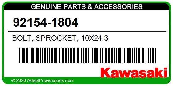 Kawasaki 92154-1804 Bolt, Sprocket, 10X24.3
