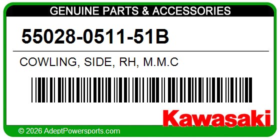 Kawasaki 55028-0511-51B Cowling, Side, Rh, M.M.C