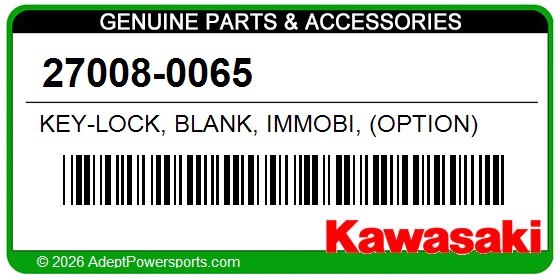 Kawasaki 27008-0065 Key-Lock, Blank, Immobi, (Option)