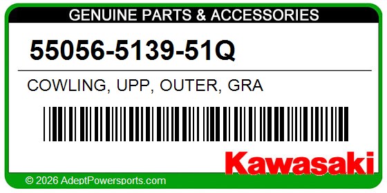 Kawasaki 55056-5139-51Q Cowling, Upp, Outer, Gra