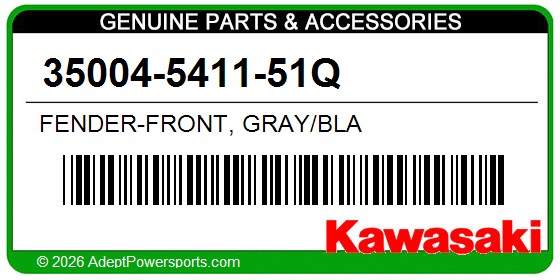 Kawasaki 35004-5411-51Q Fender-Front, Gray/Bla