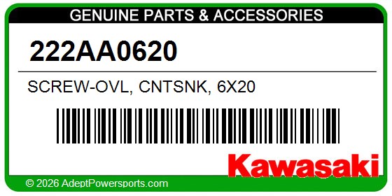 Kawasaki 222AA0620 Screw-Ovl, Cntsnk, 6X20