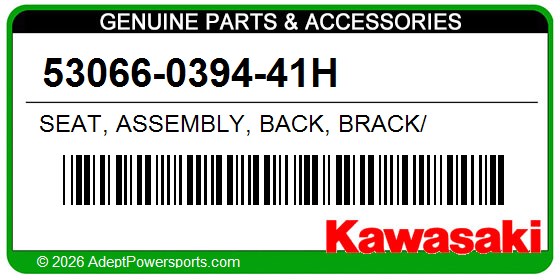 Kawasaki 53066-0394-41H Seat, Assembly, Back, Brack/