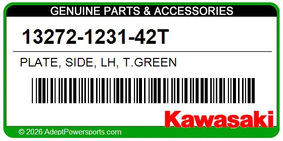 Kawasaki 13272-1231-42T Plate, Side, Lh, T.Green