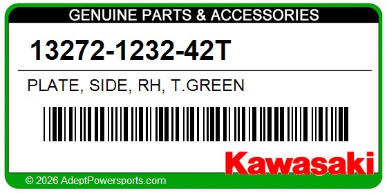 Kawasaki 13272-1232-42T Plate, Side, Rh, T.Green