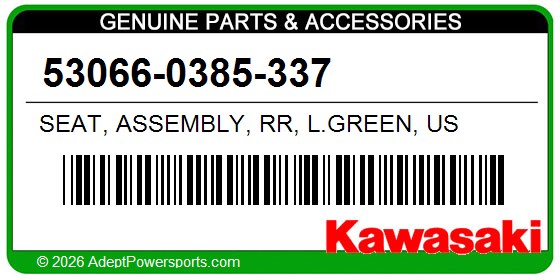 Kawasaki 53066-0385-337 Seat, Assembly, Rr, L.Green, Us